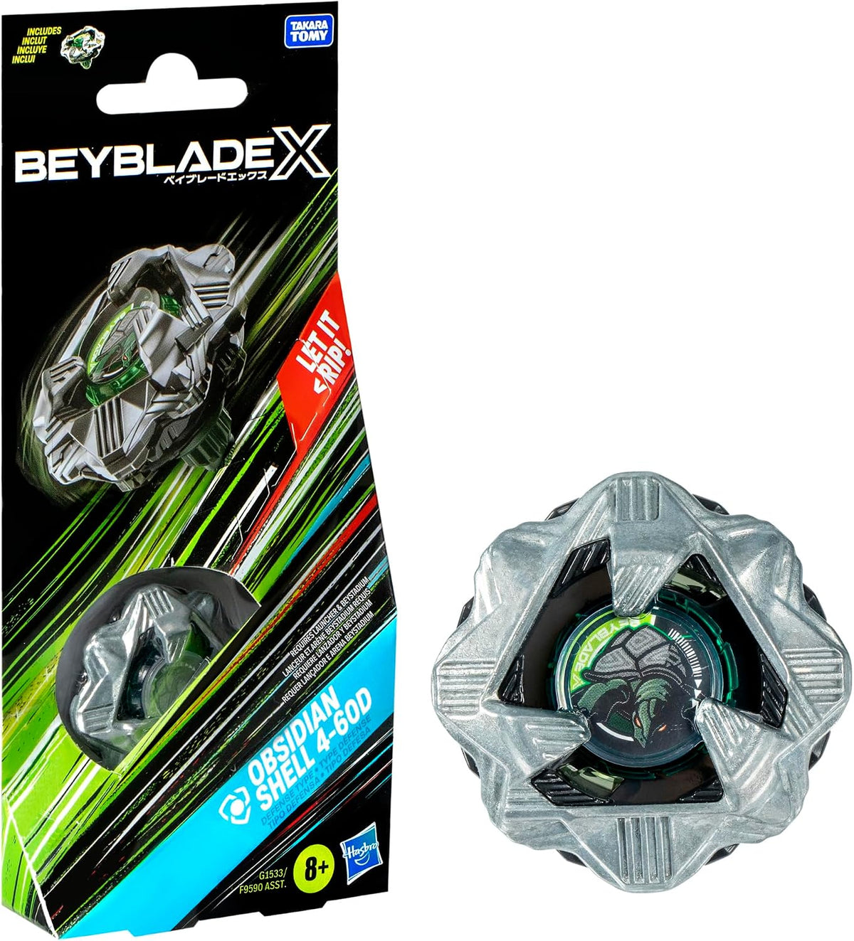 Beyblade X Obsidian Shell 4-60D Booster Pack Defense Type Hasbro NIB