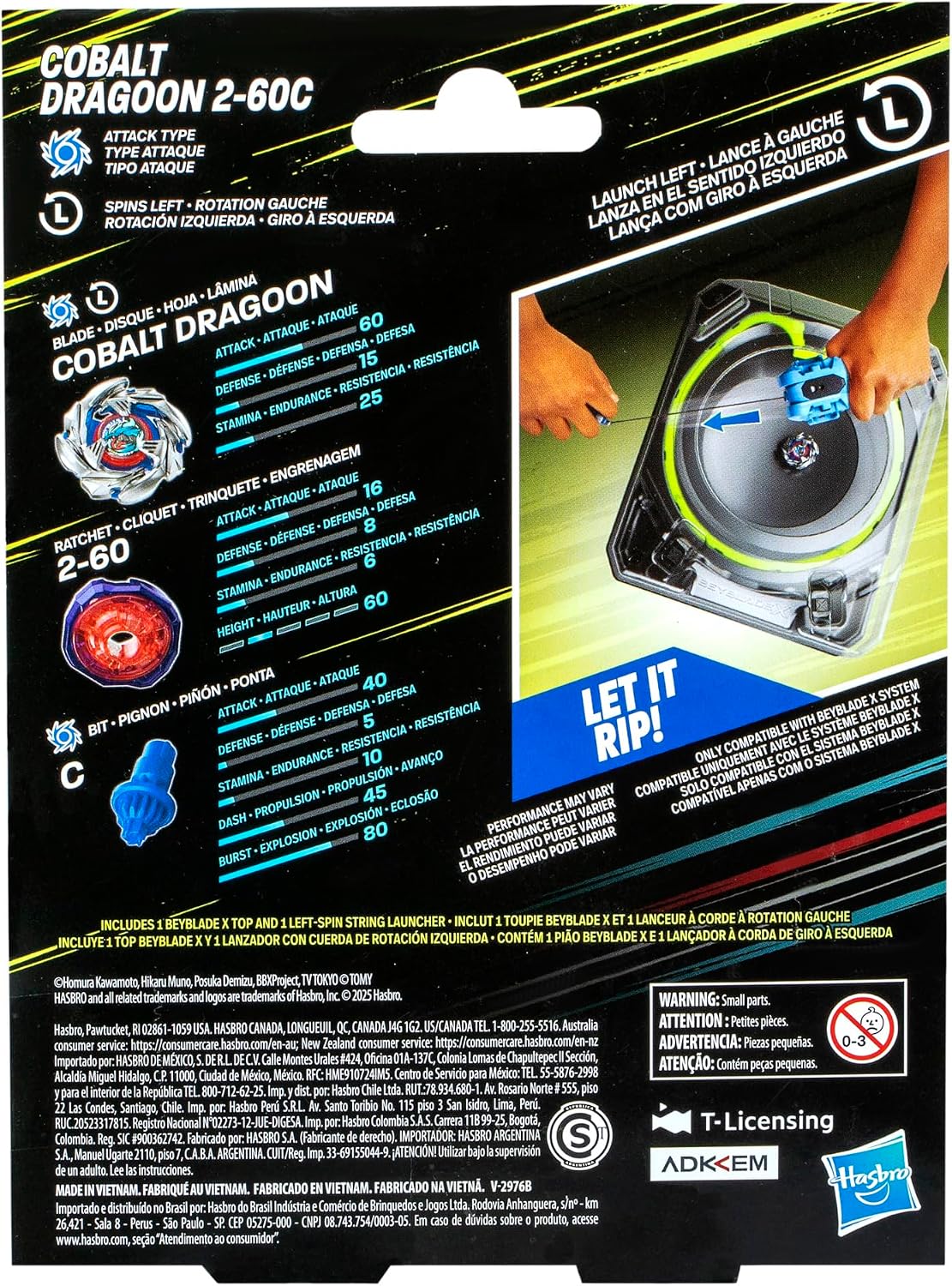 Beyblade X Cobalt Dragoon 2-60C Deluxe Left-Spin String Launcher Set NIB